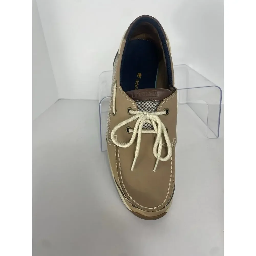 Timberland Beige 2 Eyed Deck/Boat Shoes Size 10 Men's Leather w/Mesh Accents